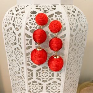 Red and gold tiered rope earrings